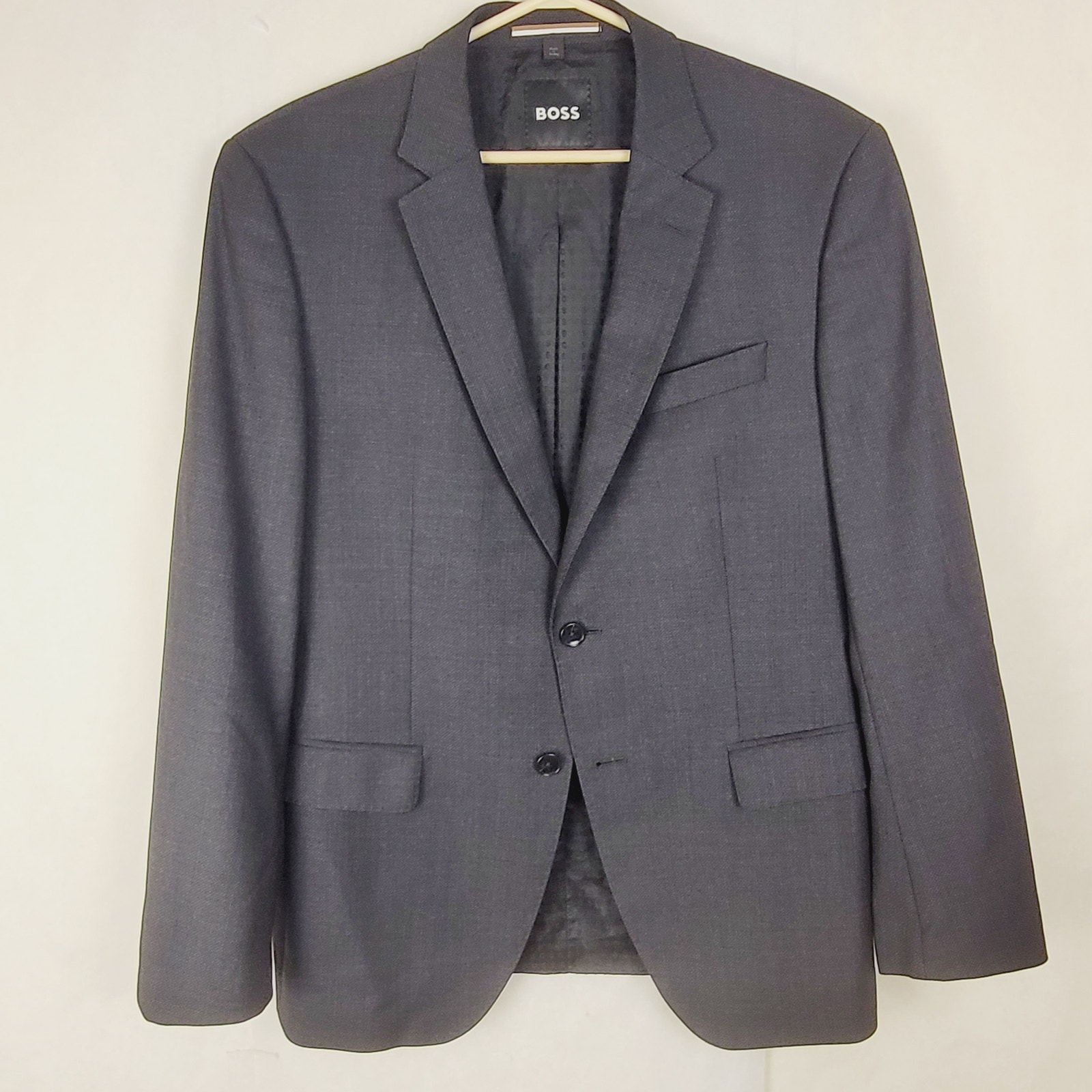 New Boss Virgin Wool Blazer Grey Size 42r Luxe Preppy Career Office Designer
